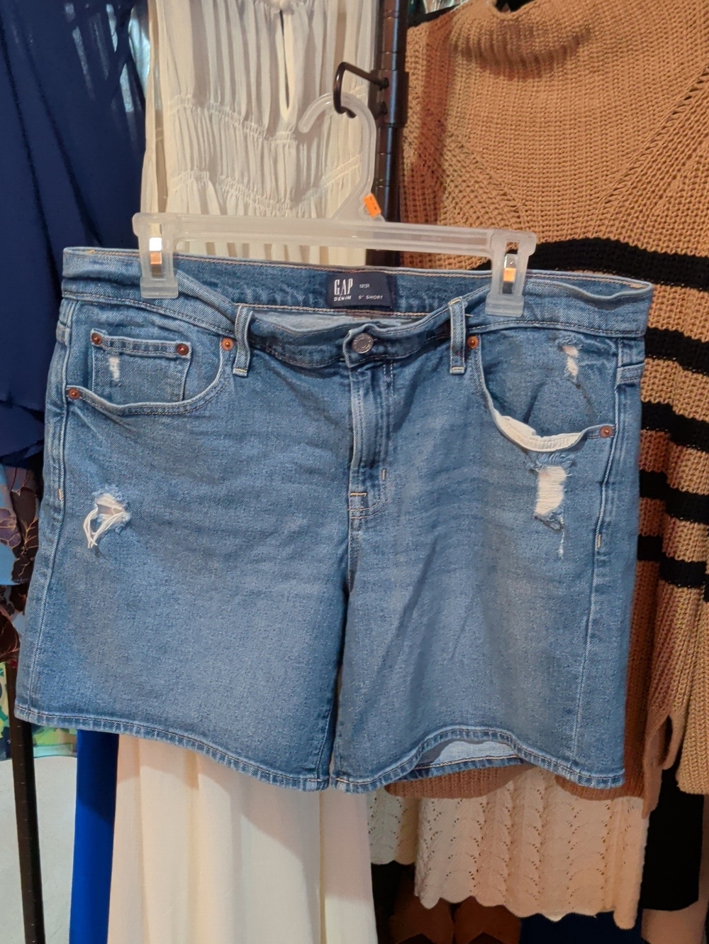 GAP Women's Light Blue Distressed Denim Shorts